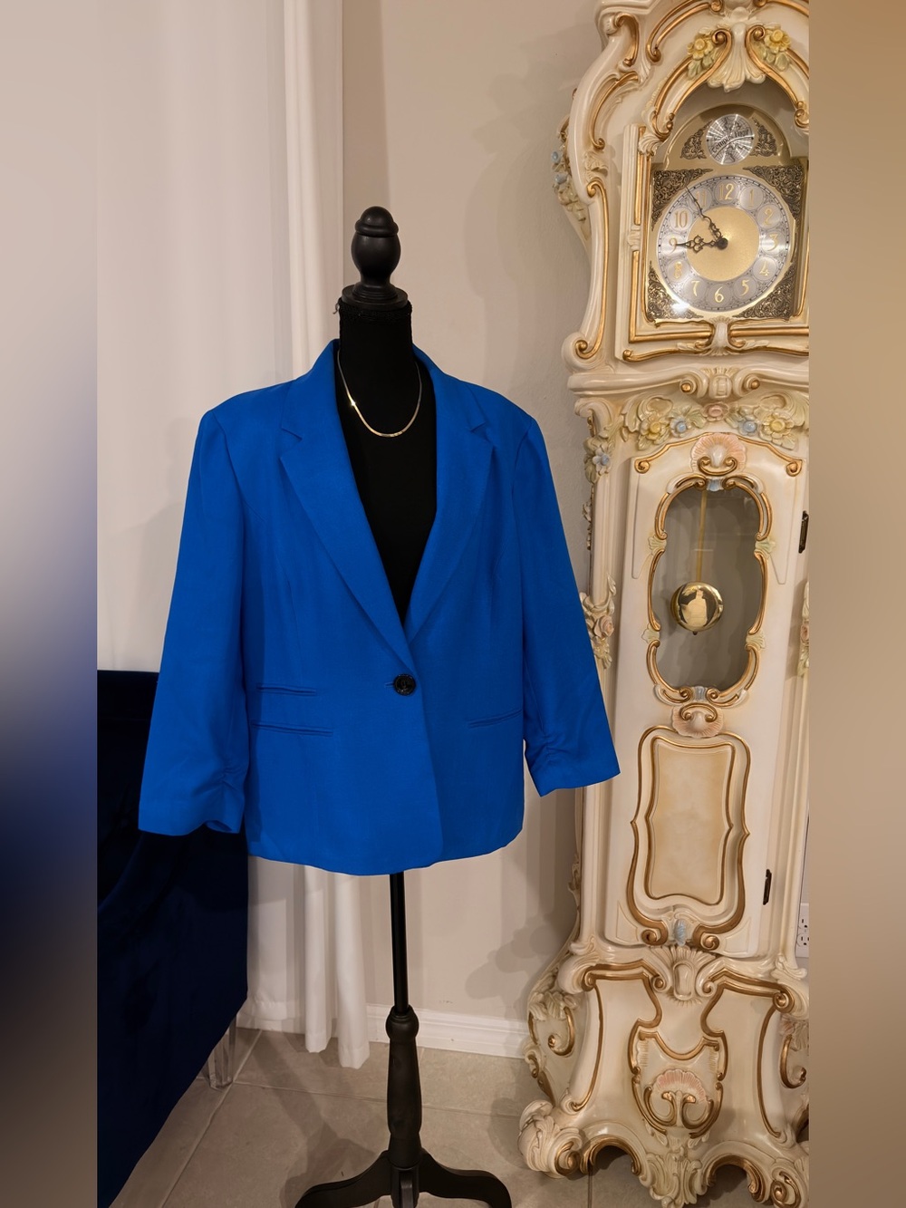 Royal Blue Single-Button Women's Blazer